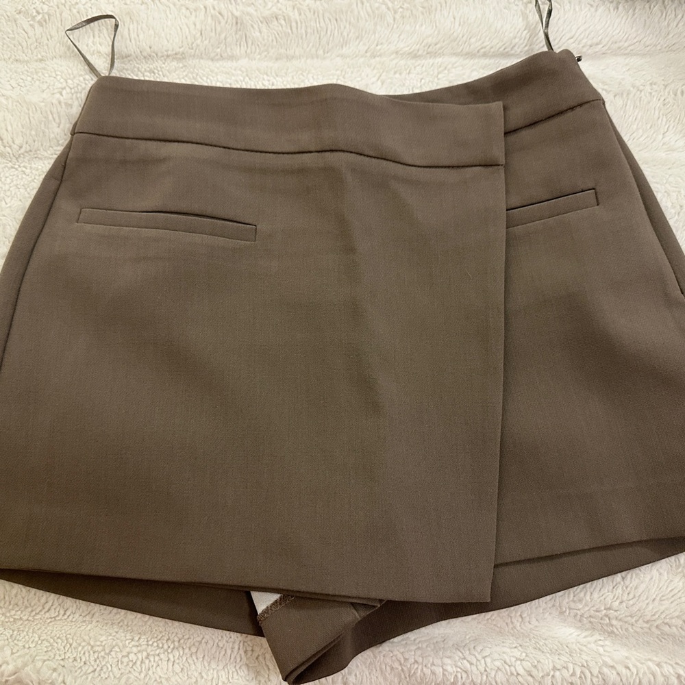 Zara Brown Wrap-Front Skort